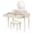 Luxury Vanity Desk with Round Mirror,Height-Adjustable, Stylish Dressing Table Set, 4 Drawers & Stool, Champagne-264092281
