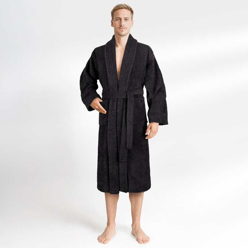 Peignoirs turcs 100% coton, robes pour hommes légères et absorbantes, S, Noir
