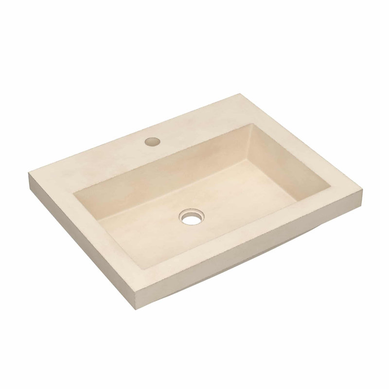 Lavabo de salle de bain rectangulaire en béton encastré 24 "dans le sable - Trou de robinet simple, Sable