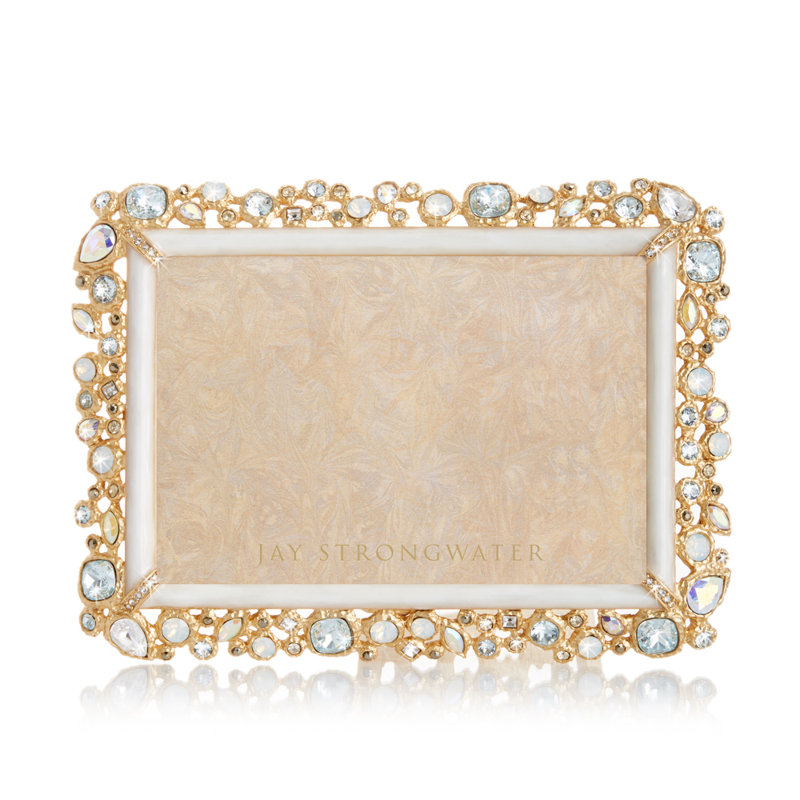 Bejeweled Collection Metal Picture Frame, White Opal
