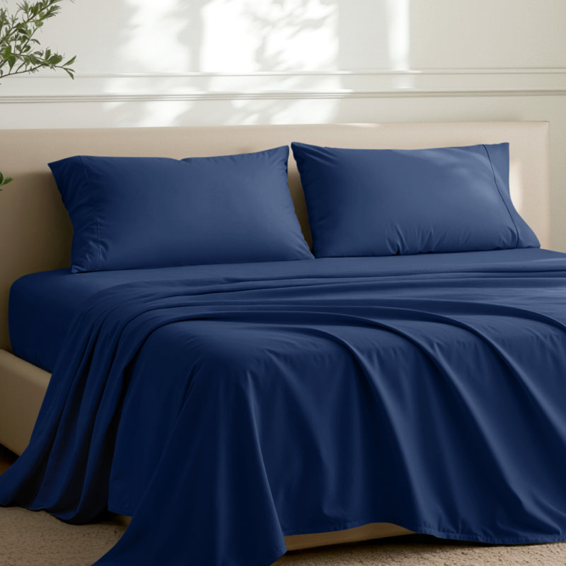 Fermeture d'enveloppe en microfibre, Bleu foncé, Taies d'oreiller pour grand lit