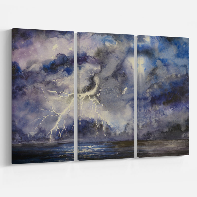 « storm dark night sky », impression sur toile tendue, reproduction d’art à multiples images sur toile tendue