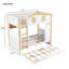 Lit superposé en forme de maison moderne Kairox avec tablettes et tiroirs de rangement, garde-corps, solution de sommeil loft ludique-126554042