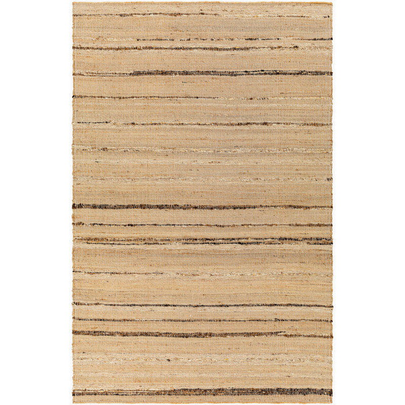 Striped Area Rug in Camel, Beige, Rectangle 2' x 3'