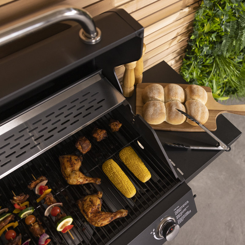 Charles Bentley 3 - Burner Countertop Liquid Propane Gas Grill with Cabinet