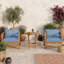 Ensemble de conversation de patio 3 pièces en bois d'acacia avec table d'appoint et chaises pliantes-133226675