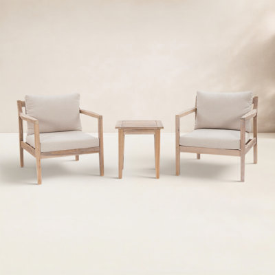 Amina 3-Piece Cushioned Outdoor Seating Group with End Table