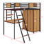 Lit mezzanine compact compact avec bureau en L et garde-robe encastrée-1949872861