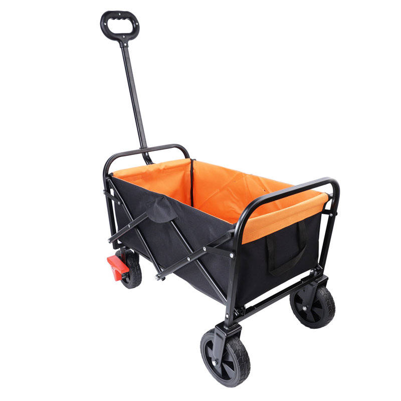 Mini chariot de plage pliable, Noir / Orange