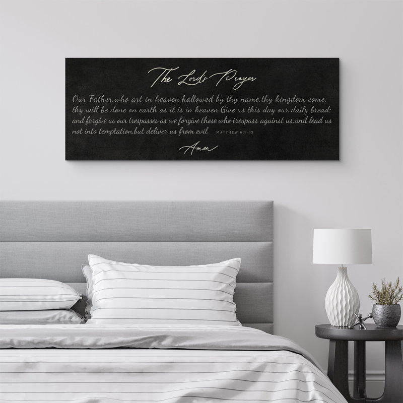 «The Lord's Prayer», œuvre d'art religieuse, décoration murale de salon, H 12 po x l 32 po, Toile tendue, Sans cadre
