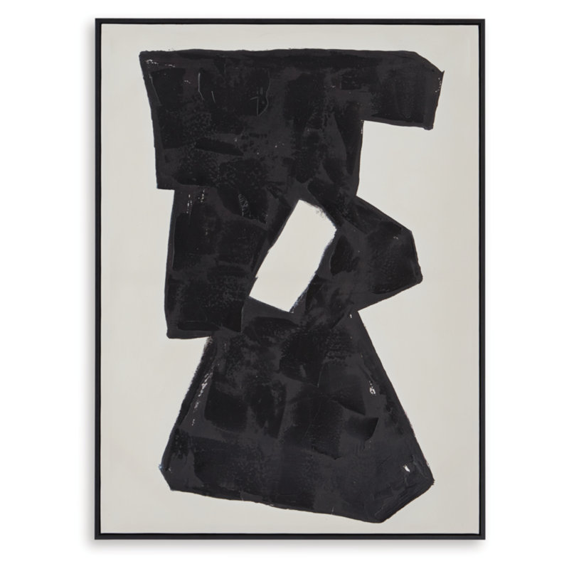 Garviery 30" x 40" Black and Beige Abstract Wall Art