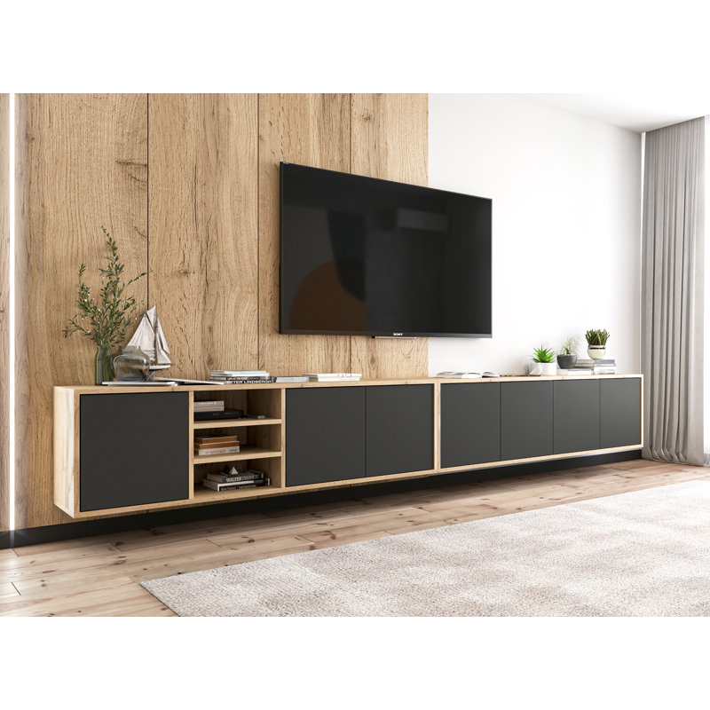 Creeve TV Stand for TVs up to 65", Oak/Black Matt