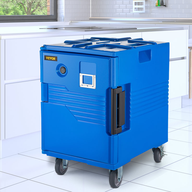 Blue 95 Qt Insulated Food Pan Carrier with Wheels