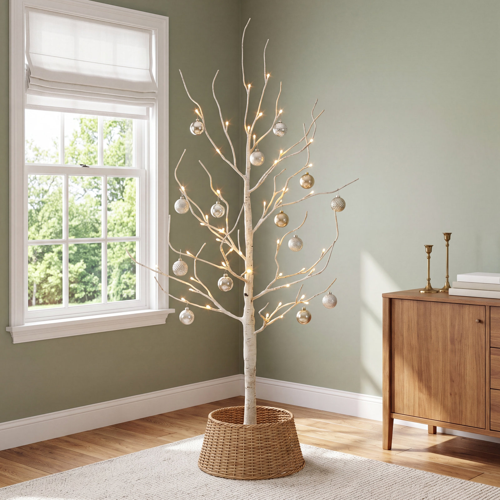 4' Pre-Lit Birch Tree with LED Lights