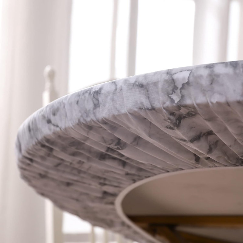 Nappe ronde en vinyle avec revers à bord élastique et envers élastique, nappe imperméable à l'huile pour 45 à 56 po