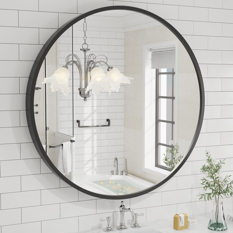 Miroir mural Amara, 40 po x 40 po, Noir mat