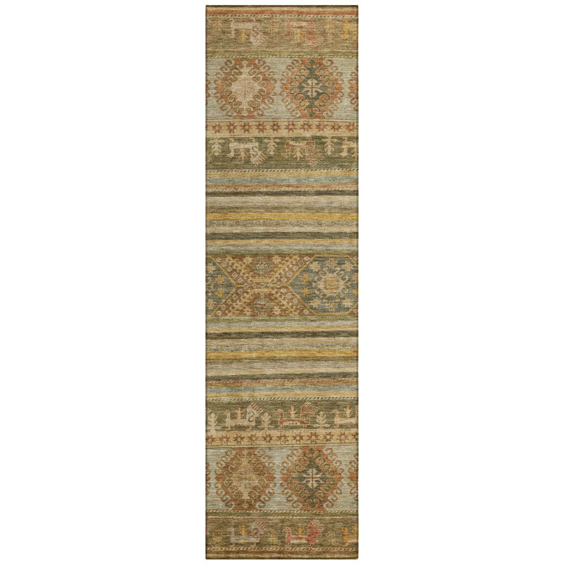Claritha Beige Washable Indoor-Outdoor Rug - LOOMLAN, 2'3" x 7'6"