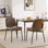  Ensemble de 2 chaises de salle à manger rembourrées avec dossier en bois courbé et pieds en métal, chaises d'appoint de style Mid-Century moderne, brun