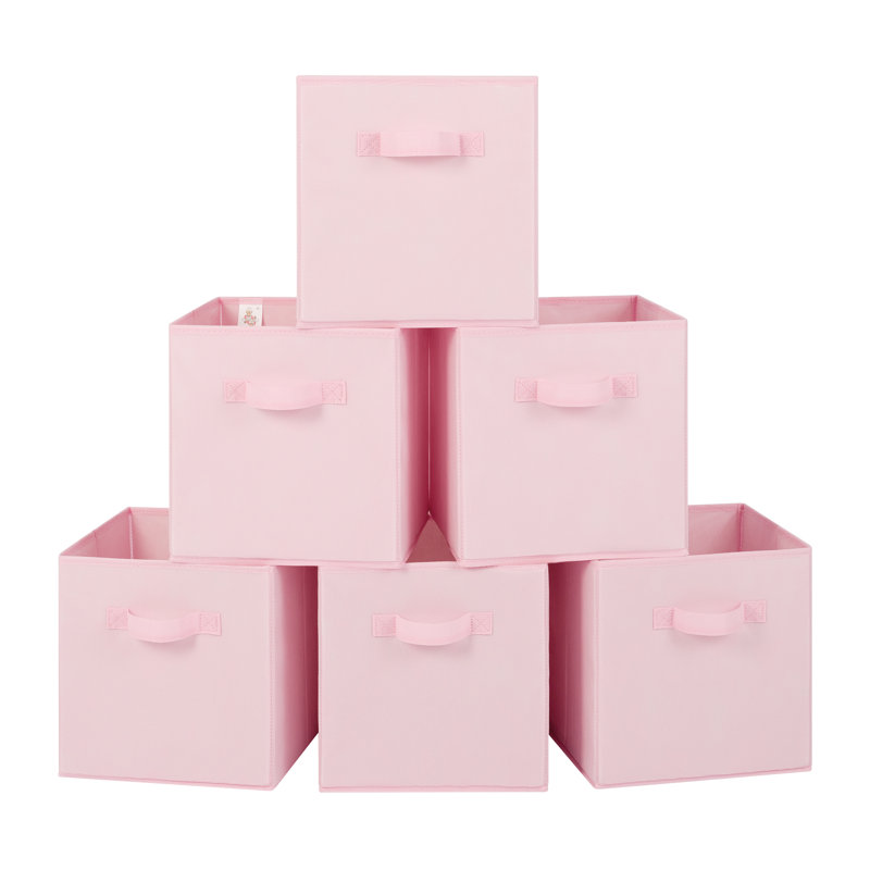 6 Pack Fabric Storage Cube, Pink, 11'' H X 11'' W X 11'' D