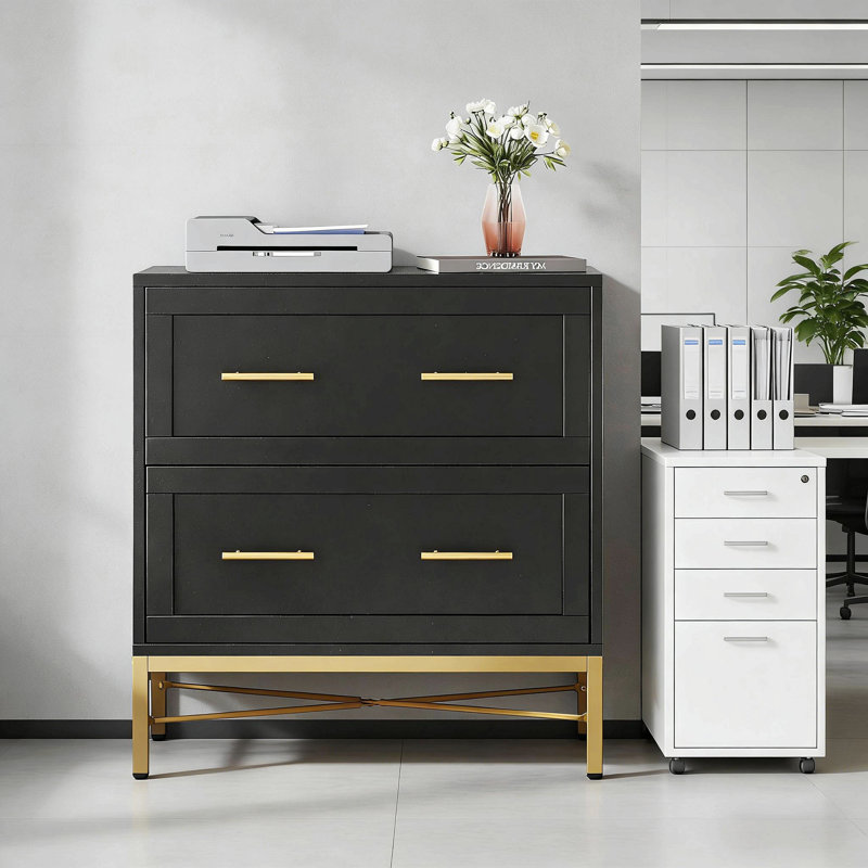 Sleek Design Cabinet,Office File Cabinet,Durable Storage Cabinet, Black