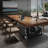 Nut-brown + Black + White Rectangular Solid + Manufactured Wood desk-150442525