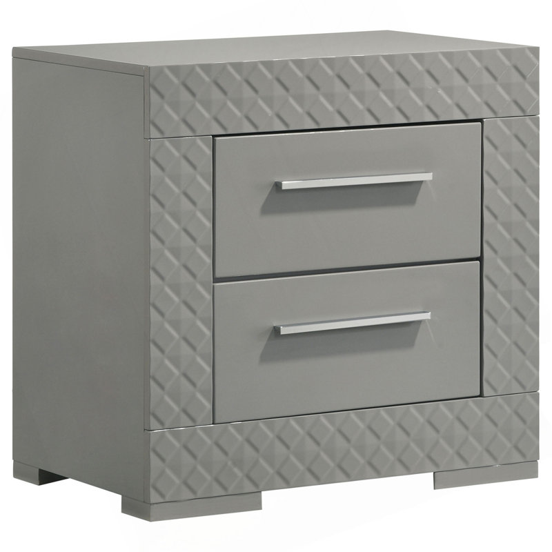 Table de chevet 2 tiroirs Pierce Grey, Gris