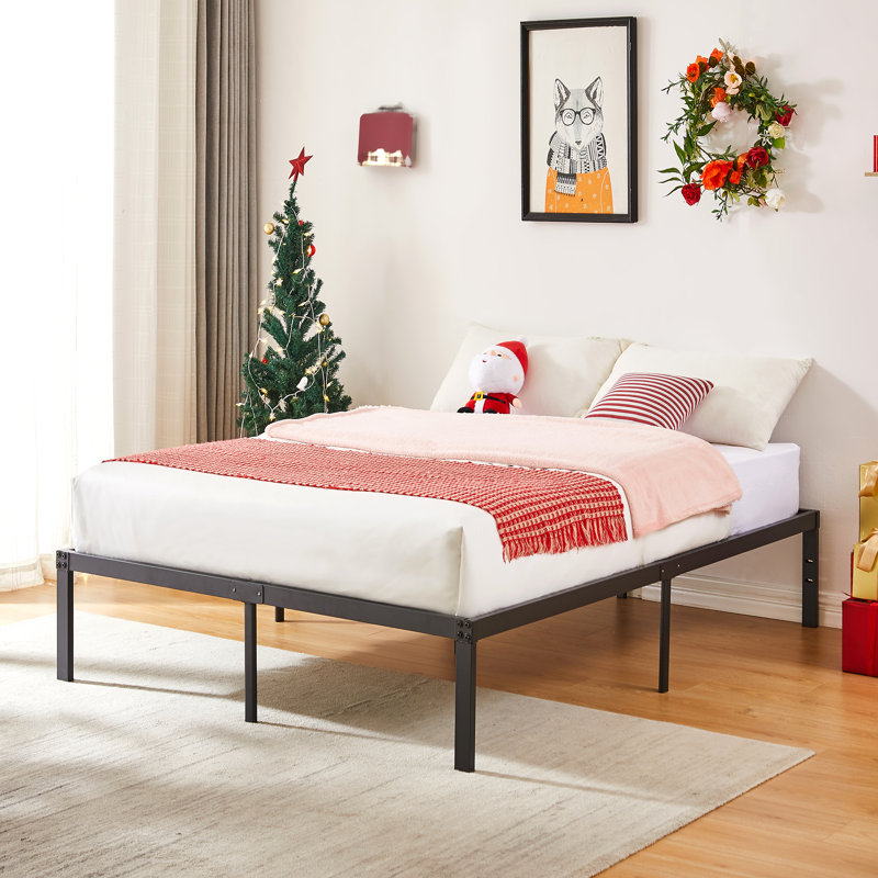 Madilee Full Metal Platform Bed Frame Heavy Duty Steel Slat Easy Assembly Mattress Foundation, Double (4'6)