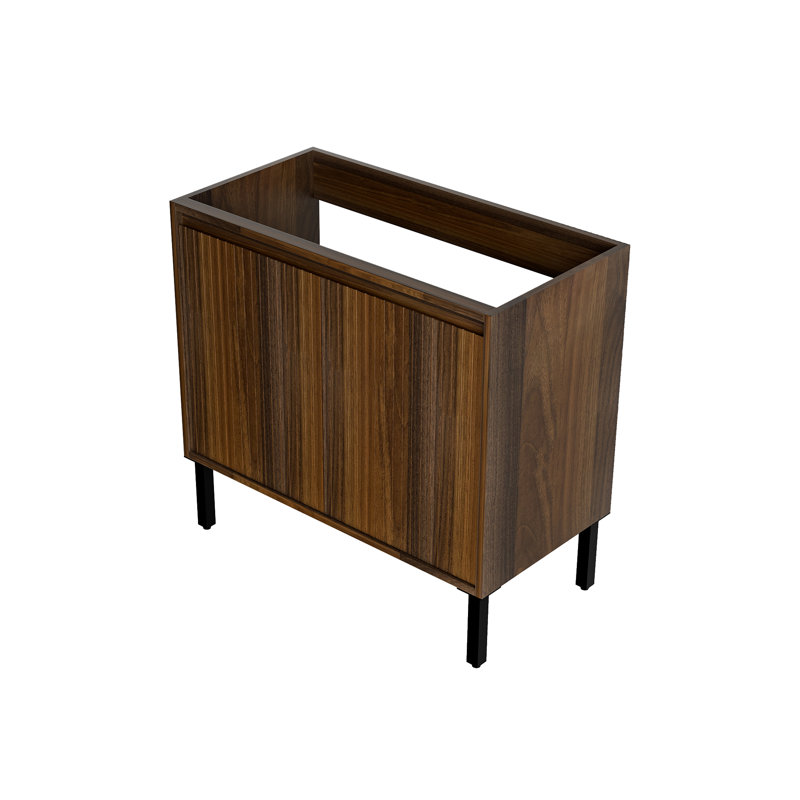 Modern American Style Bathroom Vanity with Vertical Groove Detail, 24/30/36 Inch Freestanding or Wall Hung Vanity with Choice of Black Undermount Sink