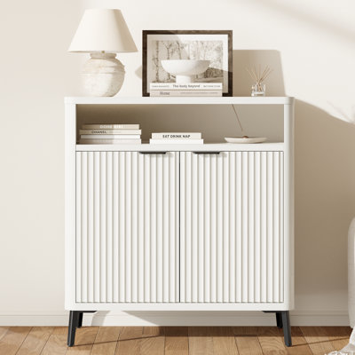 34" Modern Fluted Accent Cabinet for Coffee Bar or Entryway