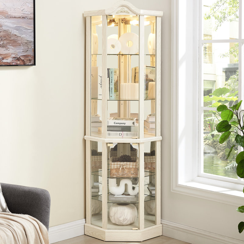 Quick - Setup White Glass Cabinet With Tipping And Push To Open Doors For Artifacts Elegant Display Crown Adjustable Shelves China