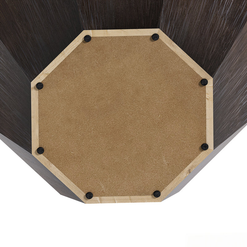 Table basse octogonale en bois d'hévéa, Noyer