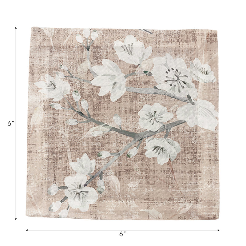 Blossom Fantasia Cotton Sateen Cocktail Napkins, French Gray