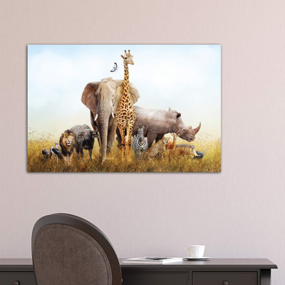 Safari Animals In Africa Composite by Susan Schmitz - Wrapped Canvas Print