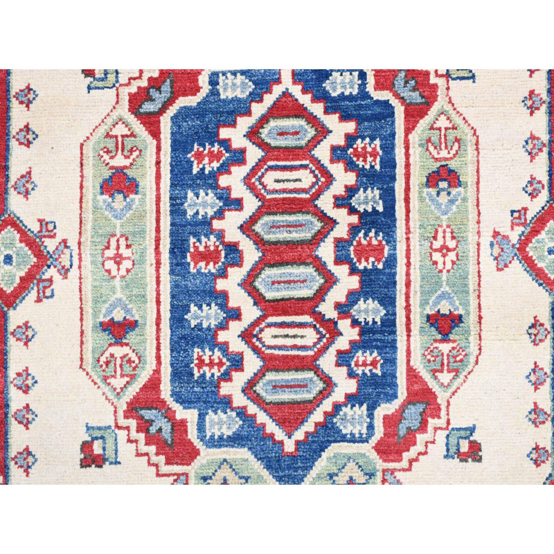 Tapis de couloir très large et long en laine noué à la main 5 pi 3 po x 19 pi 9 po bleu Kazak 12D511D6C0B44FC8B0BCFD1C6B3619A8