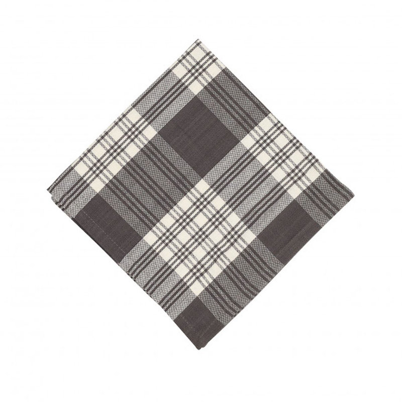 Lalutha 100% Cotton Plaid Square Napkin, Gray/White