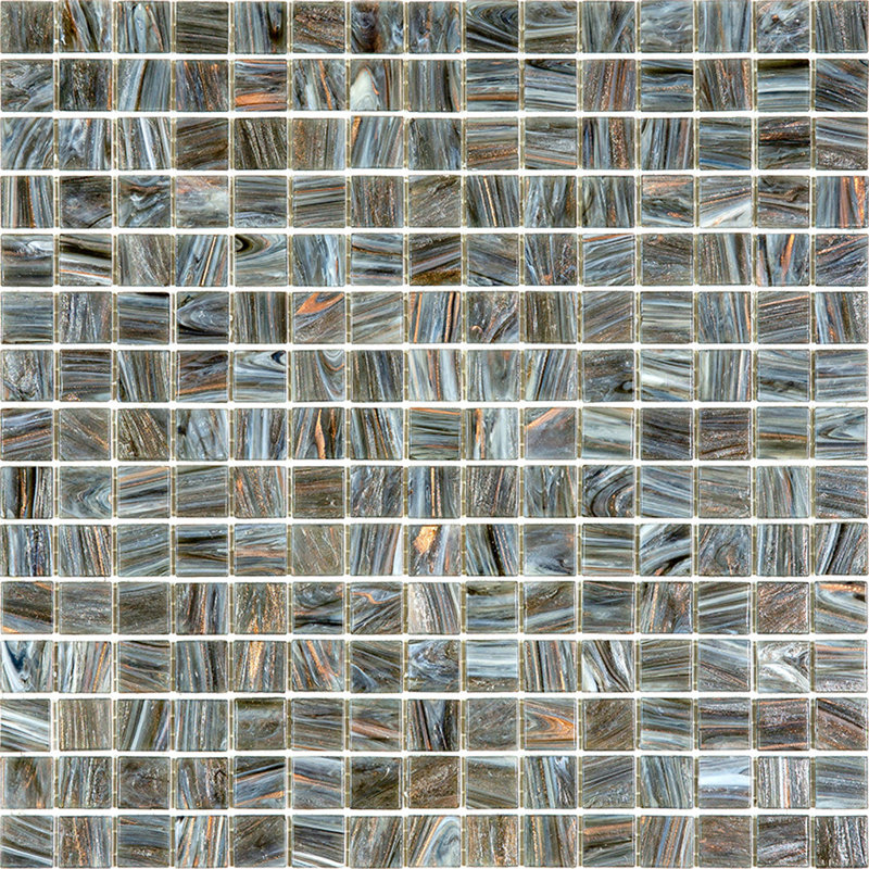 Celestial 0.8" x 0.8" Glass Grid Mosaic Wall & Floor Tile , Cosmic Gray