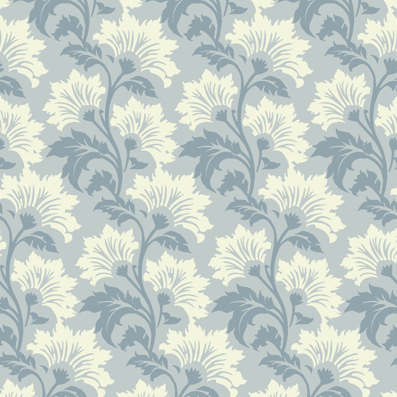 Wildflower - Papier peint botanique gris brumeux