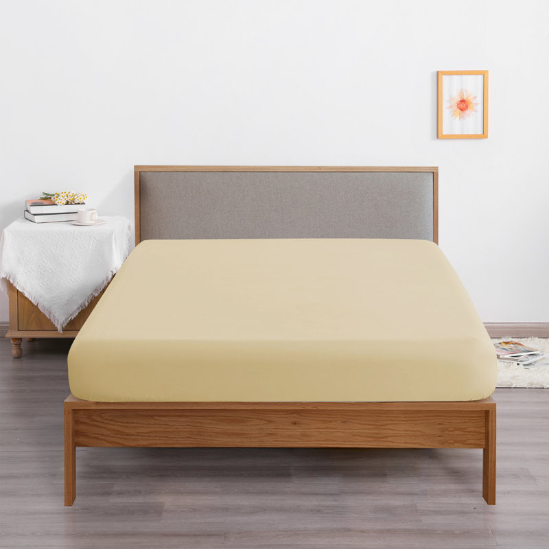 Fitted Bed Sheet Only, 1800 Brushed Microfiber Deep Pocket Fitted Sheet - NTBAY, Queen Fitted Sheet, Khaki