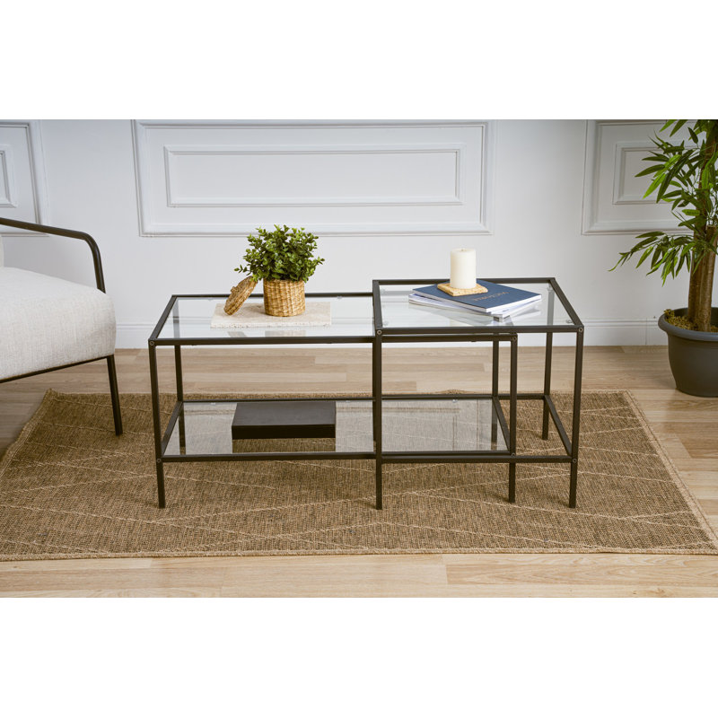 Four Leg Coffee Table with Storage, Black