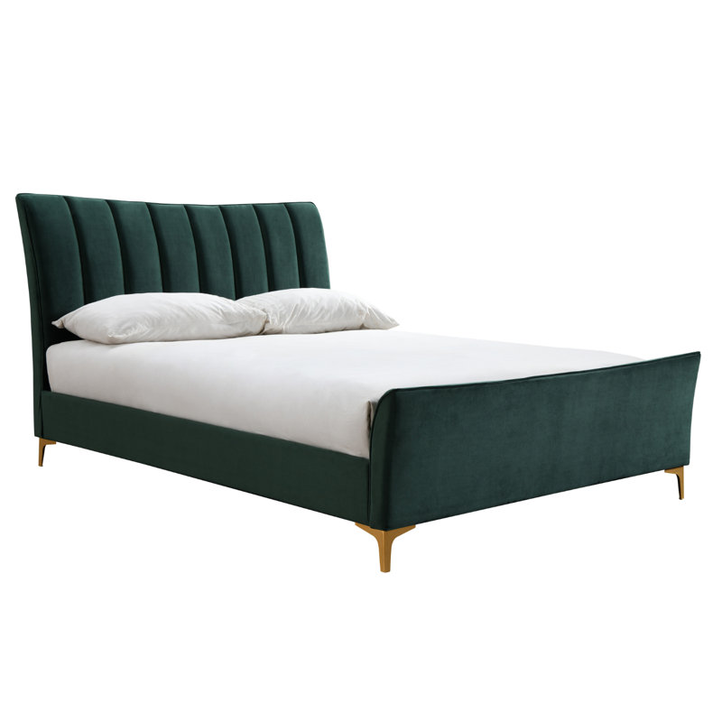Latrell Comfort Upholstered Bed Frame, Green, Double (4'6)