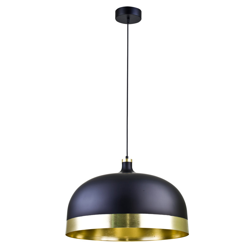 Luminaire suspendu en forme de dôme noir à 1 lumière Steven, H 15 po x l 22,8 po x P 22,8 po