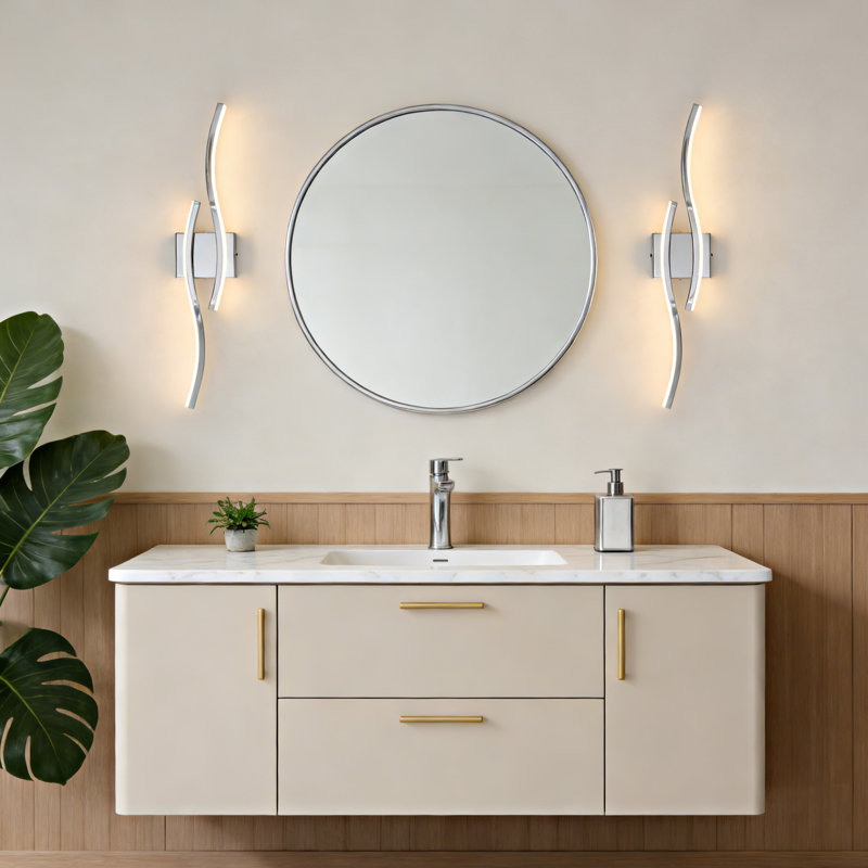 Vonny 31.5'' 24w Led Vanity Light Dimmable 5cct Bathroom Vanity Lighting, Chrome
