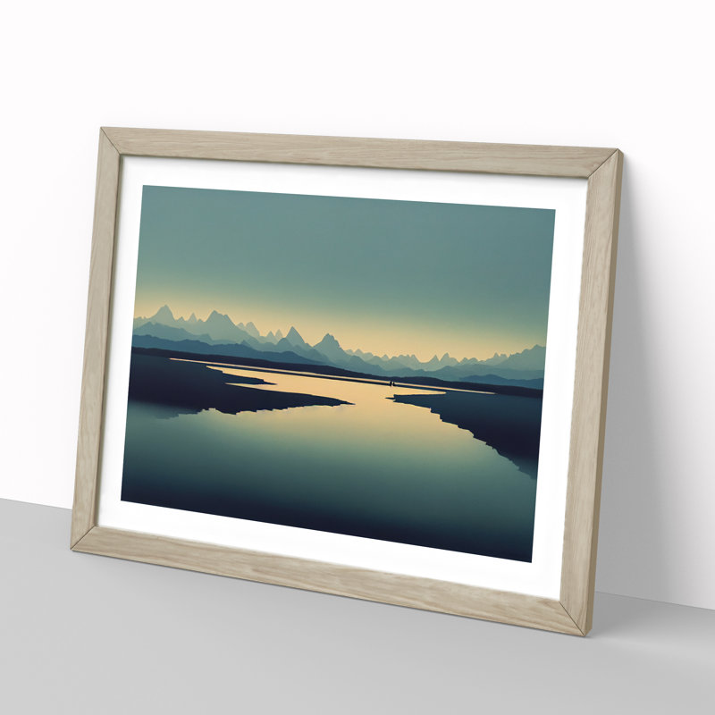 View of Mountain Lake Vol.4 - Framed Print, 25cm H x 34cm W, Oak