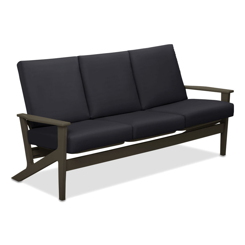 Chrisa 74.5'' Wide Patio Sofa with Cushions, Black, Beachwood