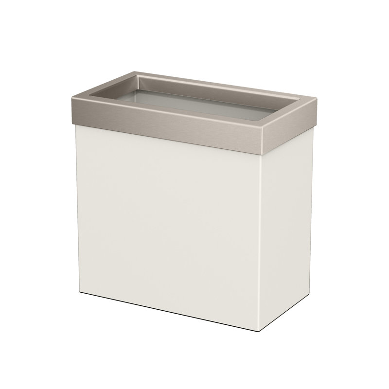Couvercle de poubelle rectangulaire ouvert 3,18 gallons en acier inoxydable Elevate, Perle mat / nickel satiné