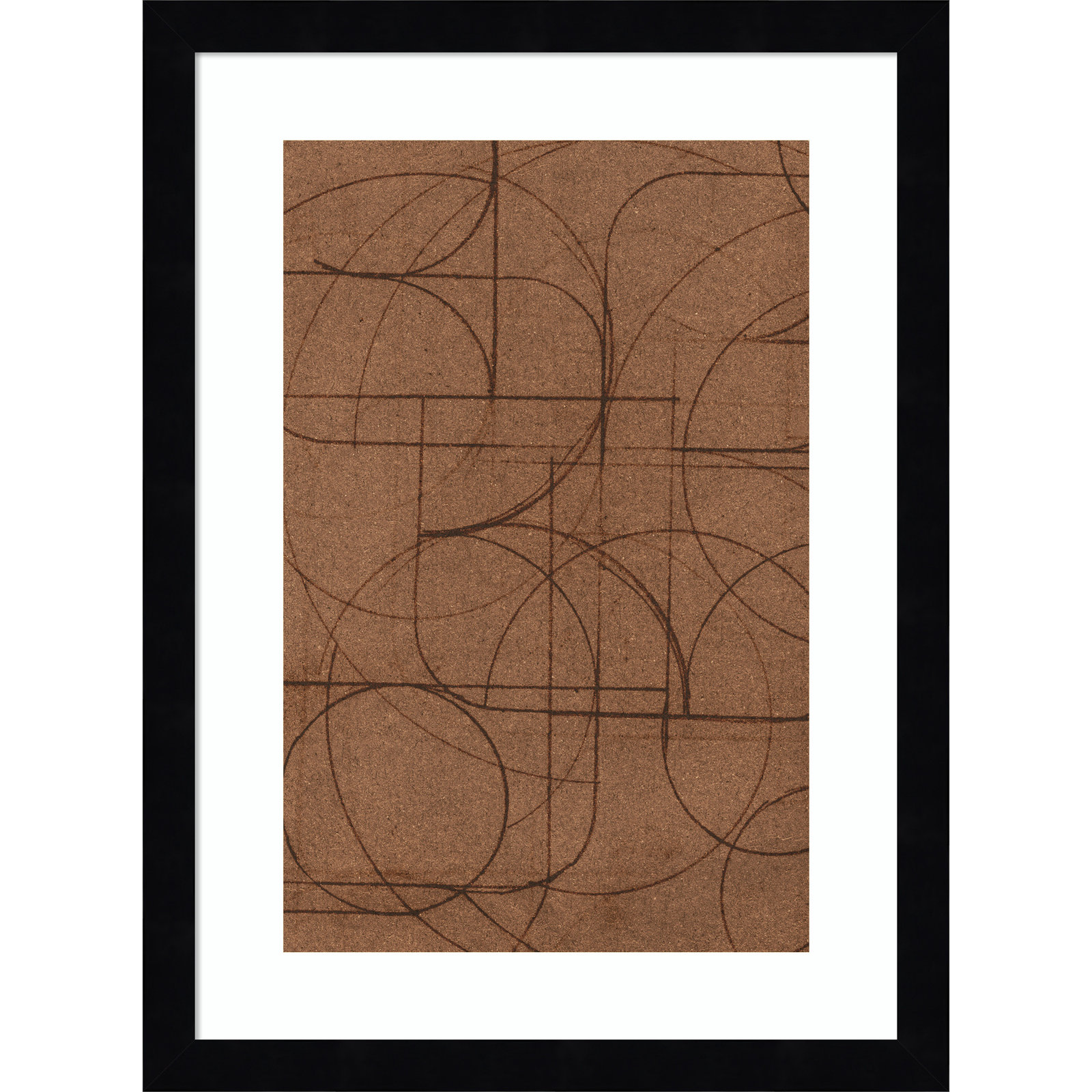 Curved 1 Print by Dan Hobday, 17" H x 13" W, Svelte Noir Black Framed Print with Mat