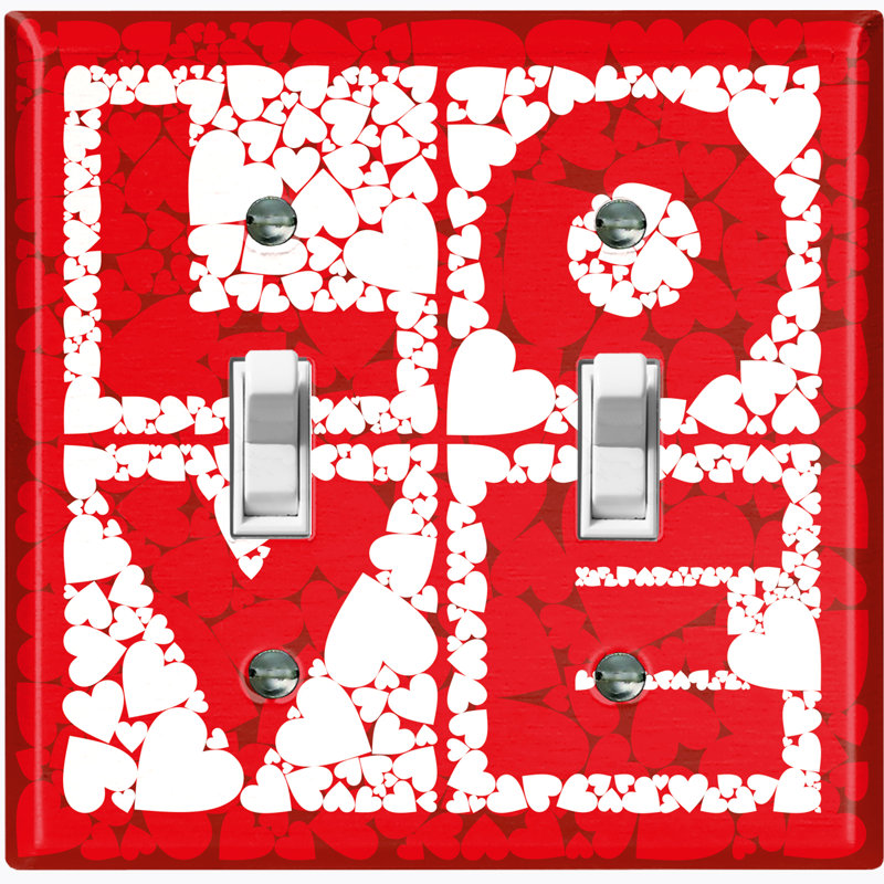 Plaque murale à 2 interrupteurs à bascule Love Block Hearts