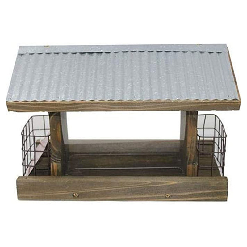 Wood Hanging Hopper Bird Feeder
