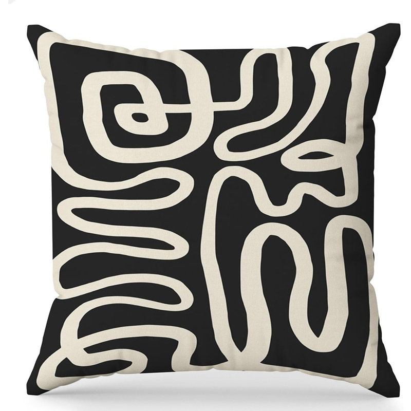 Housses de coussin noir et beige Housses de coussin abstraites 18 x 18 po