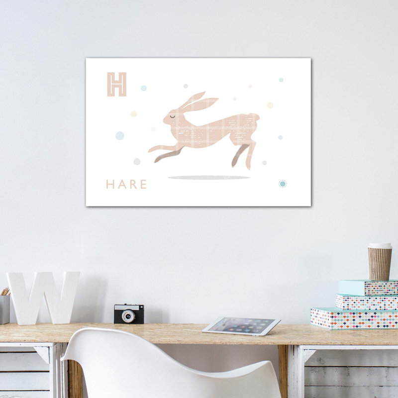 Hare - impression d'art graphique, Toile tendue, H 26 po x l 40 po x 1,5 po, Pas de tapis